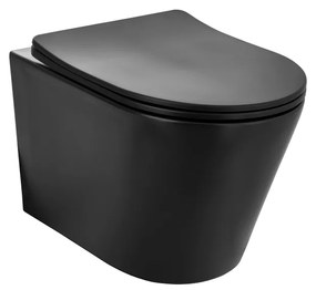 Gamma Mut, falra akasztható wc csésze 48x37 cm Perem nélküli, lassan eső ülőfelülettel, fekete matt, GMA-MUT201-BK