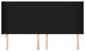 fekete szövet fejtámla szárnyakkal 203x16x118/128 cm