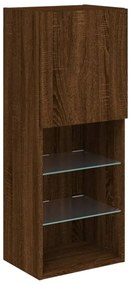 barna tölgyszínű TV-szekrény LED lámpákkal 40,5 x 30 x 102 cm