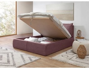 Rózsaszín kárpitozott ágyneműtartós franciaágy ágyráccsal 160x200 cm Garance – Bobochic Paris