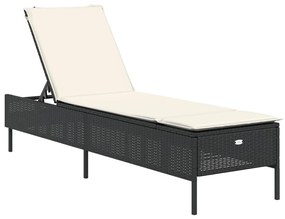 Fekete polyrattan napozóágy párnával