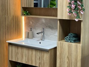 TMP SLIM STRIPE 60 fali függesztett fürdőszobabútor - SKY E-8099-60 porcelán mosdóval- 61 x 46 cm