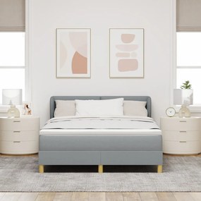 Boxspring Ágy Mattal - Világosszürke, 140x190 cm, Szövet