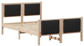 Ágykeret fejtámlával Barna és fekete 120 x 200 cm Tömör fenyőfa