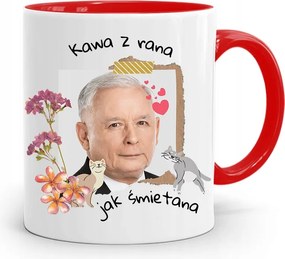 Piros Vicces Bögre Jaroslaw Kaczynski fényképes nyomattal