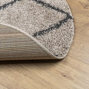 PAMPLONA bézs és antracit bolyhos modern szőnyeg Ø 240 cm