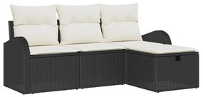 Kerti Kanapé Szett 4 pcs Fekete és krémszínű 179 x 117 x 85 cm