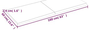 világosbarna kezelt tömör tölgyfa asztallap 160x60x(2-4) cm