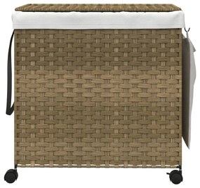polyrattan szennyeskosár kerekekkel 60x35x60,5 cm