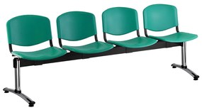 ISO műanyag pad, 4 üléses - króm lábak, zöld