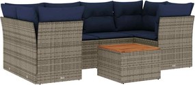 vidaXL 7 részes szürke polyrattan kerti ülőgarnitúra párnákkal