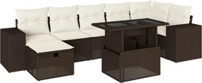 vidaXL 8 részes barna polyrattan kerti ülőgarnitúra párnákkal