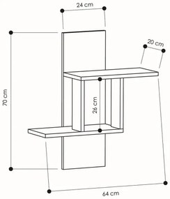 Fali polc MILL 70x64 cm antracit
