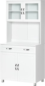 HOMCOM Konyhai Tároló Szekrény Buffet Tálaló Állvány Állítható Belső Polcokkal és Fiókkal 31.5x18.9x66.9 inch Fehér | Aosom