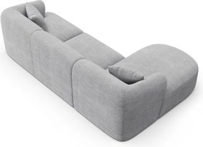 Világosszürke kordbársony sarokkanapé (bal oldali-heverő résszel) Campi – Cosmopolitan Design