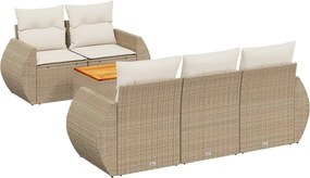 vidaXL 6 részes bézs polyrattan kerti ülőgarnitúra párnával
