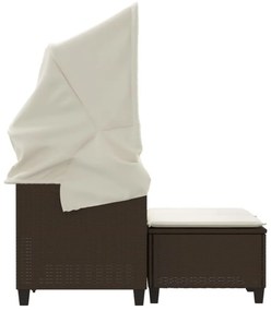 2 személyes barna polyrattan kerti kanapé baldachinnal/székkel