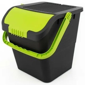 Practic szelektív hulladékgyűjtő szemetes, 35 l,zöld fedéllel
