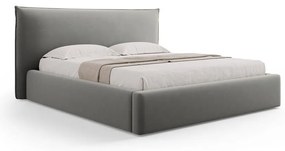 Szürke kárpitozott ágyneműtartós franciaágy ágyráccsal 180x200 cm Elio – Milo Casa