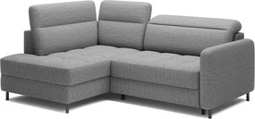 Szürke bársony kinyitható-tárolóhelyes sarokkanapé (bal oldali-L alakú) Barea – ELTAP