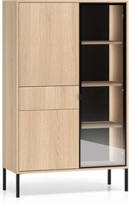 Harmona magas vitrin 92 cm fiókkal és világítással - lindberg tölgy