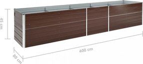 vidaXL barna horganyzott acél kerti magaságyás 400 x 80 x 45 cm