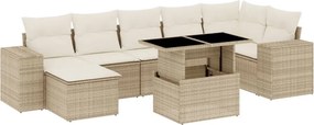 vidaXL 8 részes bézs polyrattan kerti ülőgarnitúra párnával