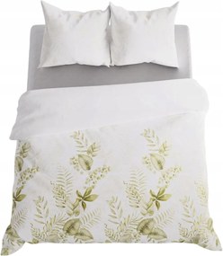 Ligiero szatén pamut ágyneműhuzat garnitúra 220x200 fehér levélmintás