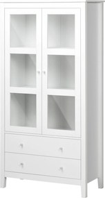 HOMCOM Nappali Vitriineszek Konyhai Tálalószekrény 2 Edzett Üvegajtóval, 3 Polccal, 2 Fiókkal és Lassan Csukódó Zsanérokkal az Étkezőbe vagy Irodába 8