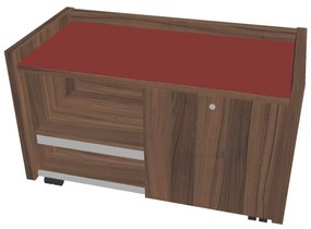 Verno mobil konténer 100 x 50 cm üveggel, bal, dió / piros