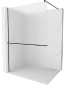 Mexen Kioto+, Walk-In zuhanyparaván polccal és akasztóval 120 x 200 cm, 8 mm-es matt üveg, grafit profil, 800-120-121-95-30