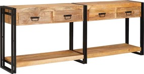 vidaXL Konzolasztalok 2 pcs Barna 200 x 33 x 75 cm Tömör Mangófát