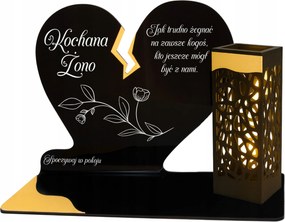 Szoláris Lámpás Feleségnek Led sírra, temetőbe, szív alakú sírlámpa, arany