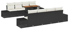 vidaXL Kert étkező szett párnával 9 pcs Fekete és Krém