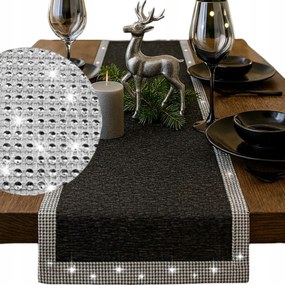 Futópad Ezüst fekete csillogó Ezüst Strasszok 60x120 karácsonyi