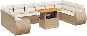 vidaXL 11 részes bézs polyrattan kerti ülőgarnitúra párnákkal