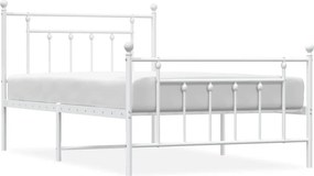 vidaXL fehér fém ágykeret fej- és lábtámlával 100x200 cm