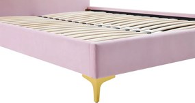 Ágy ágyráccsal, 140x200, rózsaszín Velvet szövet, ISADORA