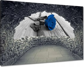 Vászonkép 90x60 Kék rózsa a deszkákon