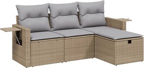 vidaXL 4 részes vegyes bézs polyrattan kerti ülőgarnitúra párnákkal
