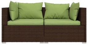 kétszemélyes barna polyrattan kanapé párnákkal