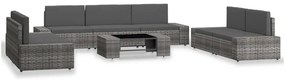 vidaXL 8 részes szürke polyrattan kerti ülőgarnitúra