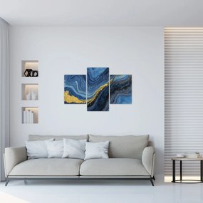 Kép - Kék-arany absztrakció (90x60 cm)