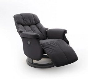 CALGARY Comfort L Fekete bőr relax fotel lábtartóval fekete lábbal
