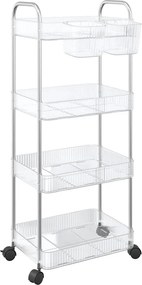vidaXL tárolókocsi 4 szintes átlátszó 37x28x95 cm akril