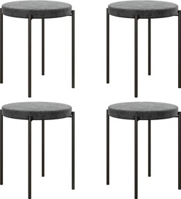 HOMCOM 4 db Rakatolható Étkezőszék Szett Kárpitozott Üléssel, Bársonyos Kinézetű Ülés Stool Étkezőhöz, Fém Sötét Szürke 41,5 x 41,5 x 46 cm | Aosom