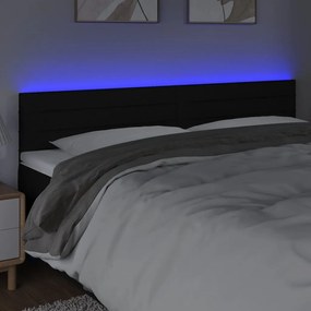 fekete szövet LED-es fejtámla 180x5x78/88 cm