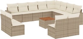 vidaXL 13 részes bézs polyrattan kerti ülőgarnitúra párnákkal