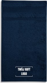 Törölköző Kicsi Organikus Pamut Gots 30X50 Hímzett Logó Szöveg sötétkék