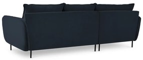 Sötétkék bársony sarokkanapé (bal oldali) Vienna – Cosmopolitan Design